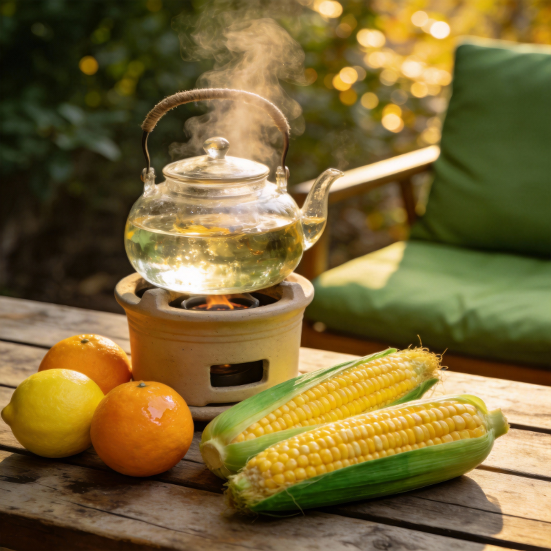 秋日茶香玉米橙图片