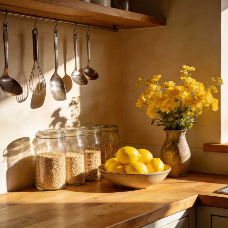 阳光厨房静物图片