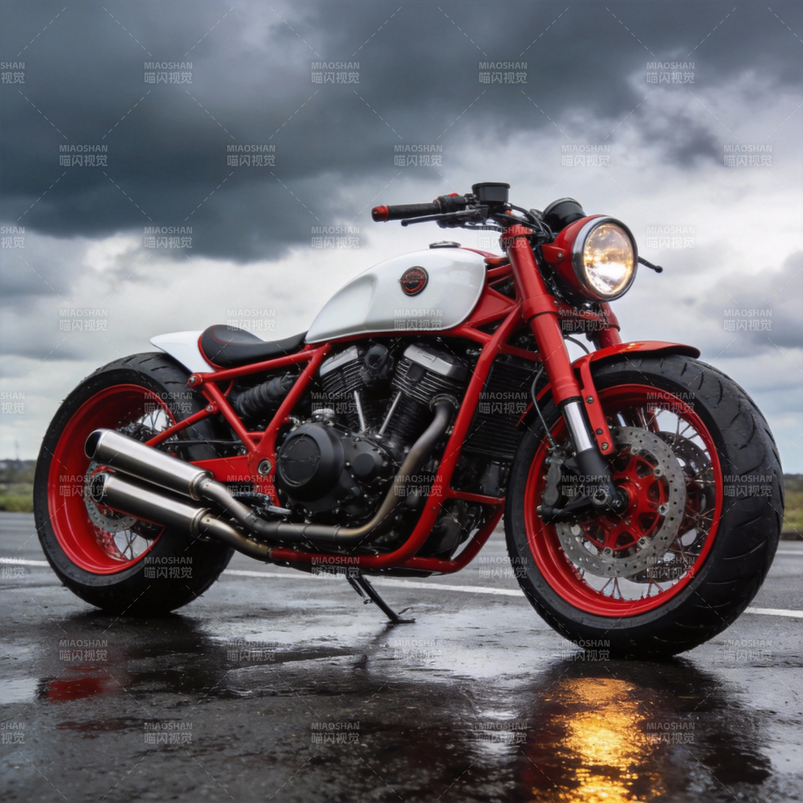 红白机车雨中静停图片