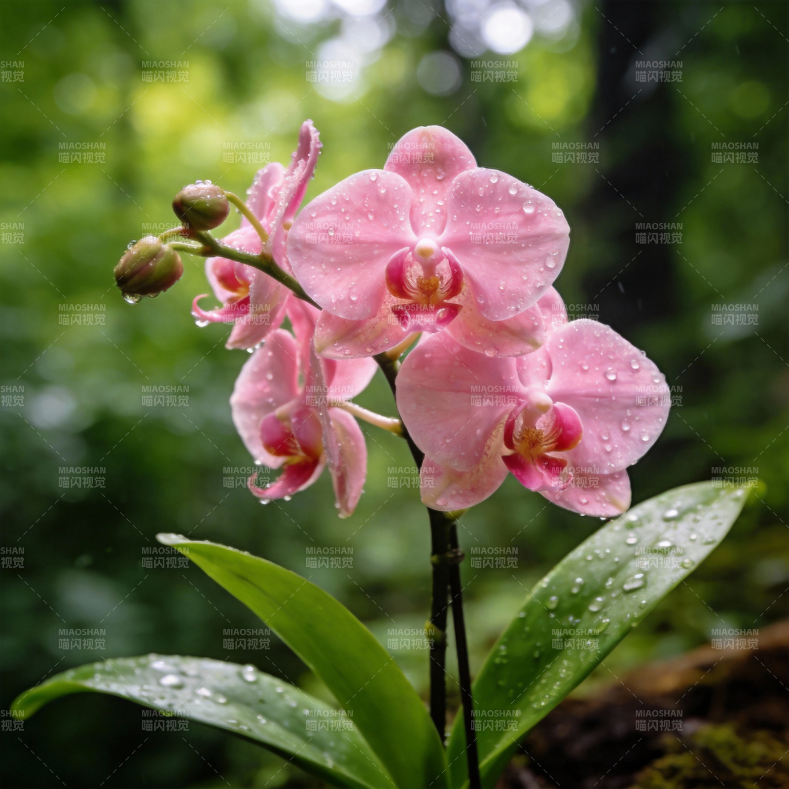 雨后粉兰绽放图片