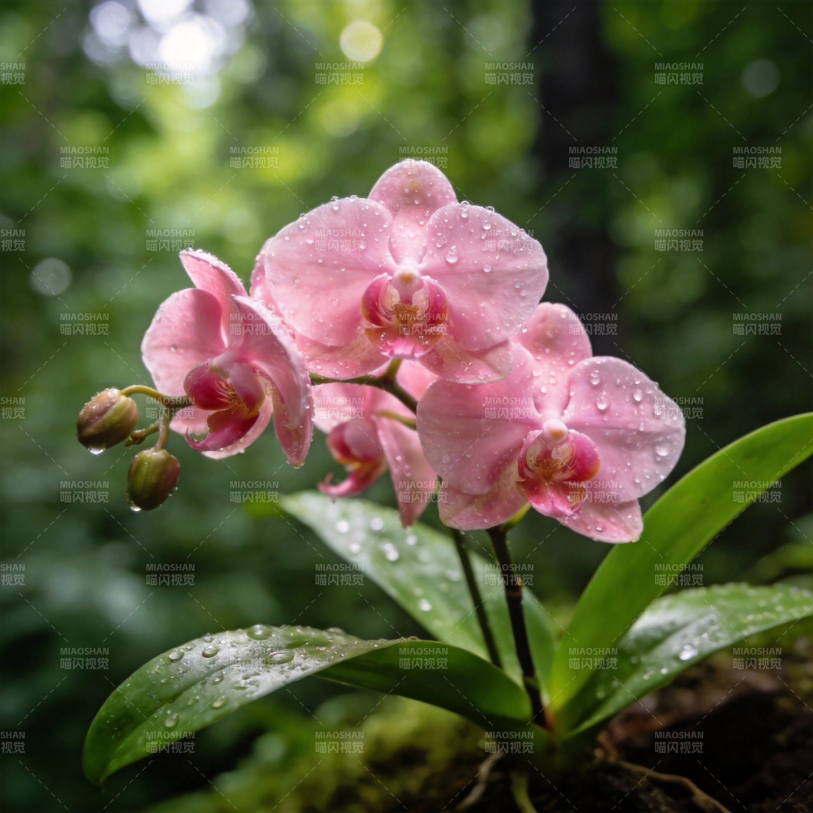 雨后粉兰绽放图片