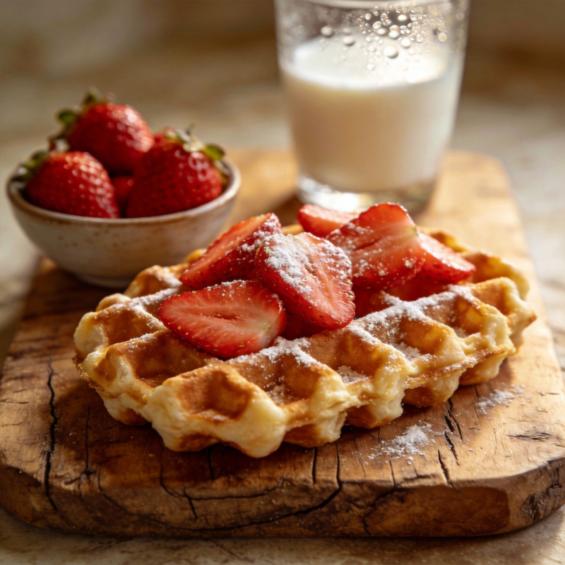 草莓华夫饼配牛奶图片