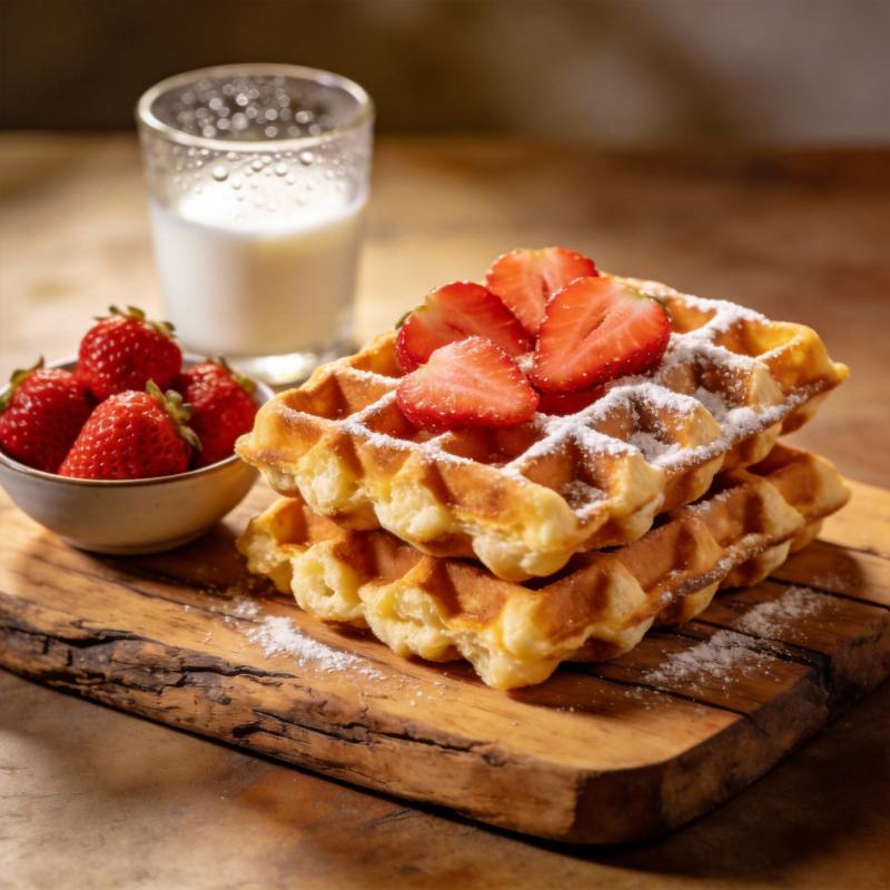 草莓华夫饼配牛奶图片