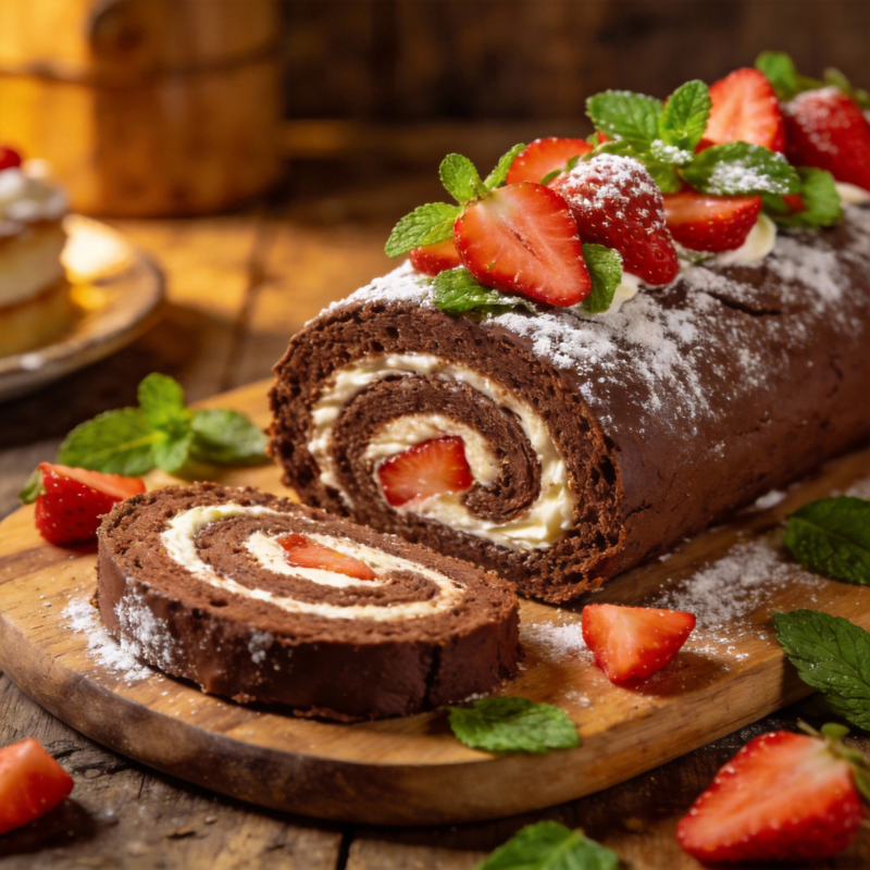 巧克力草莓卷图片