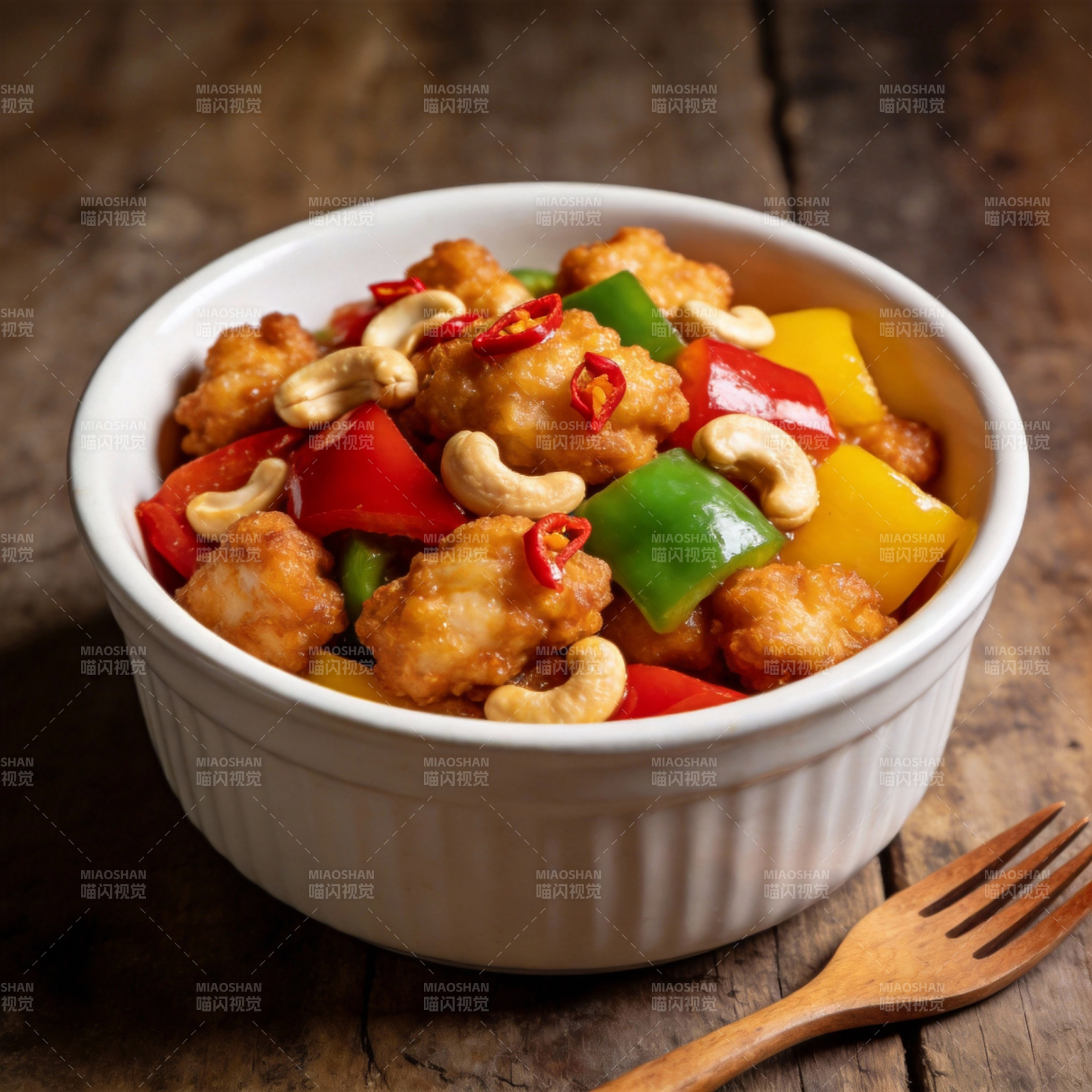腰果鸡丁配彩椒图片
