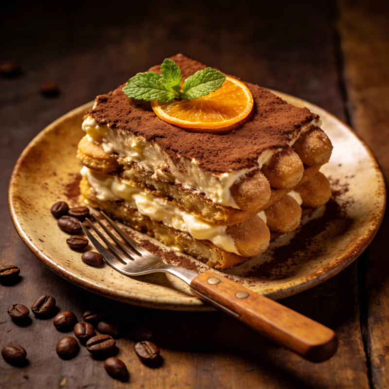 提拉米苏配橙片图片