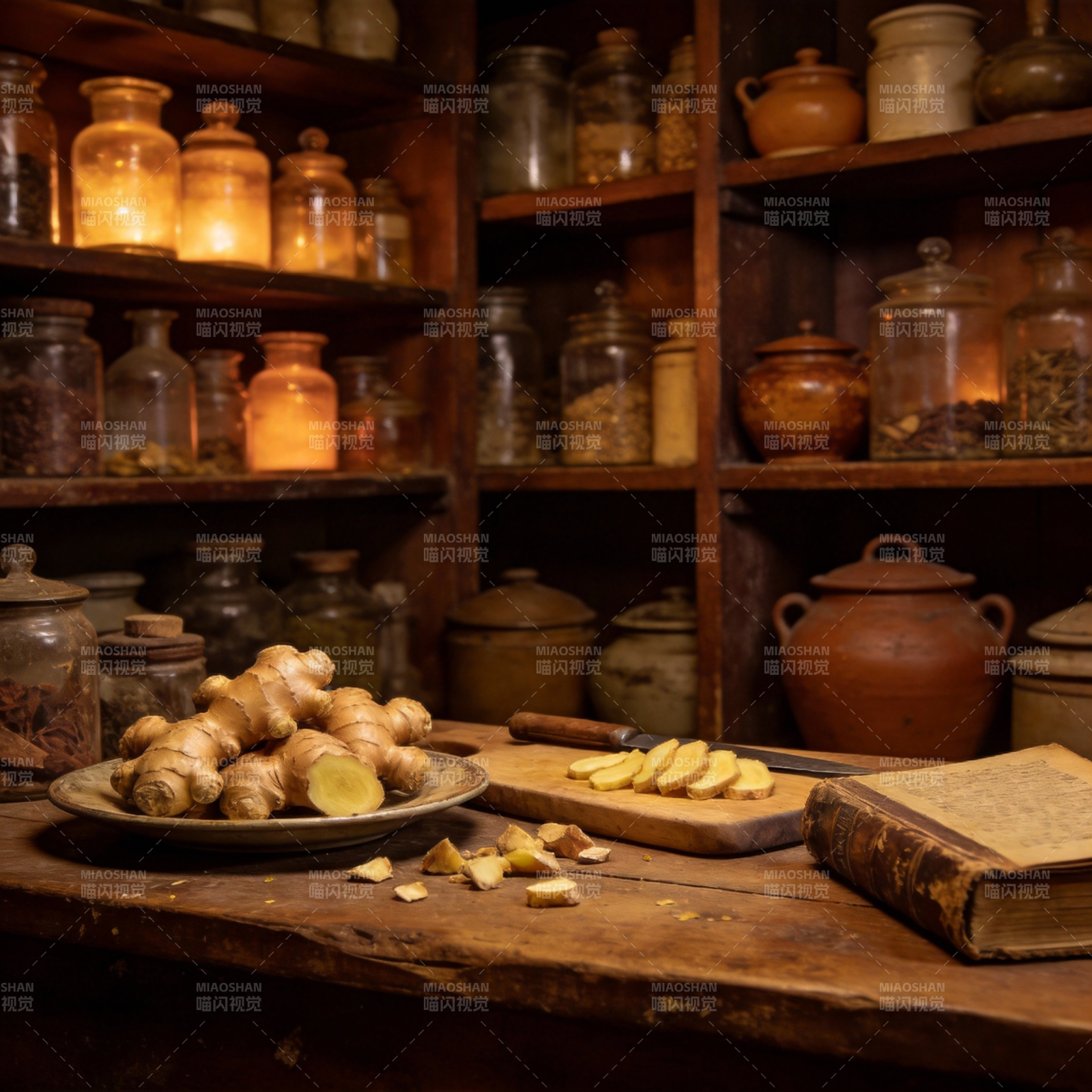古朴厨房里的姜香图片