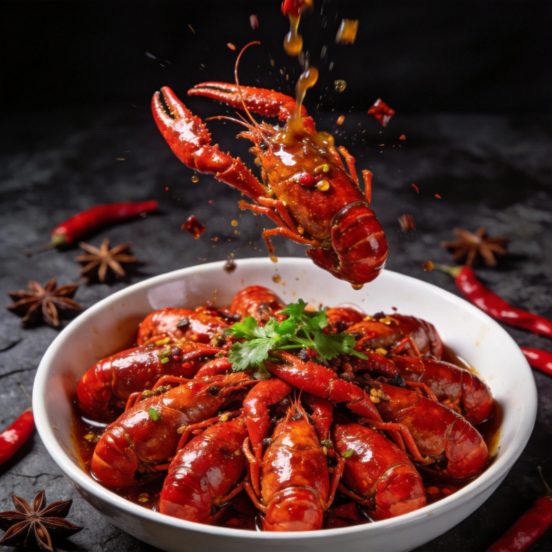 麻辣小龙虾跃起图片