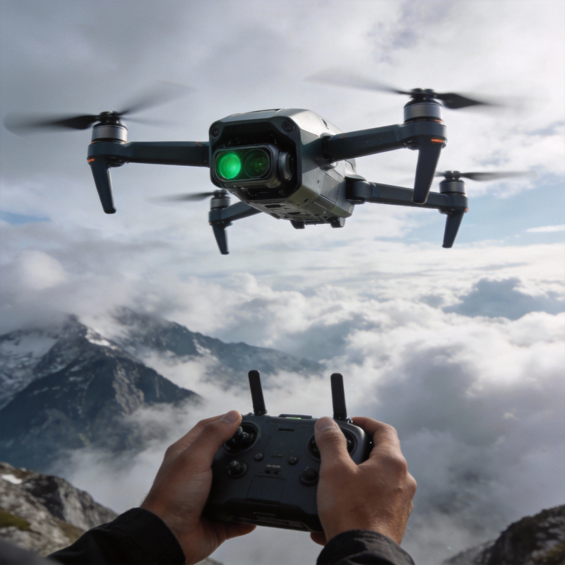 山巅操控无人机图片