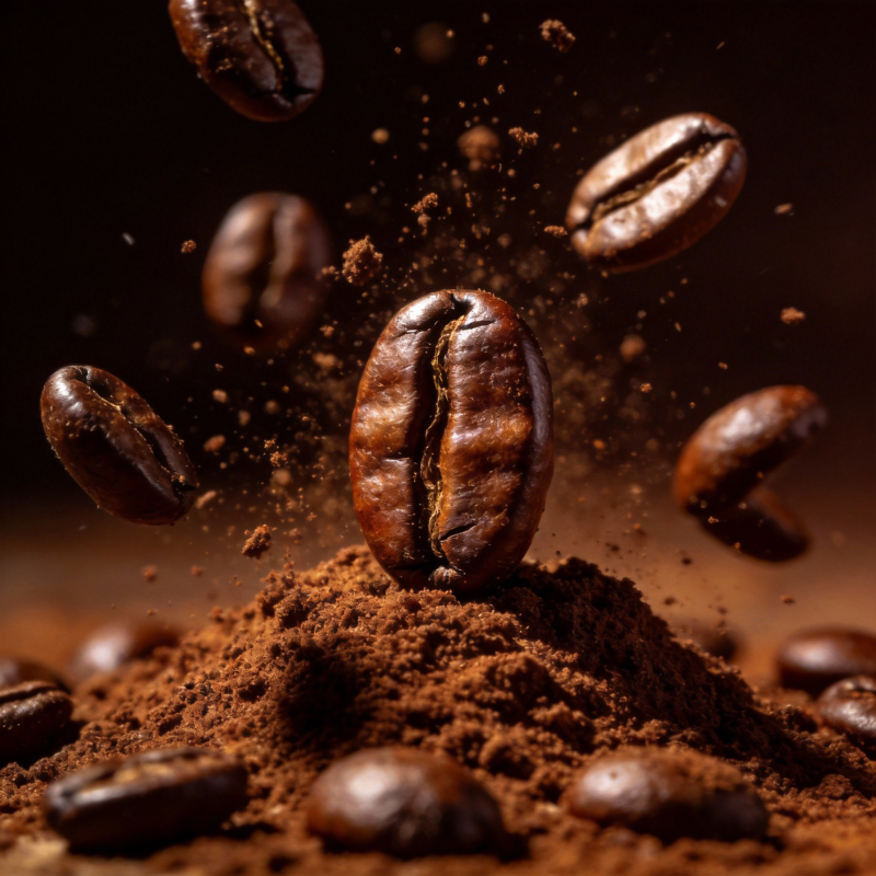 咖啡豆飞舞瞬间图片