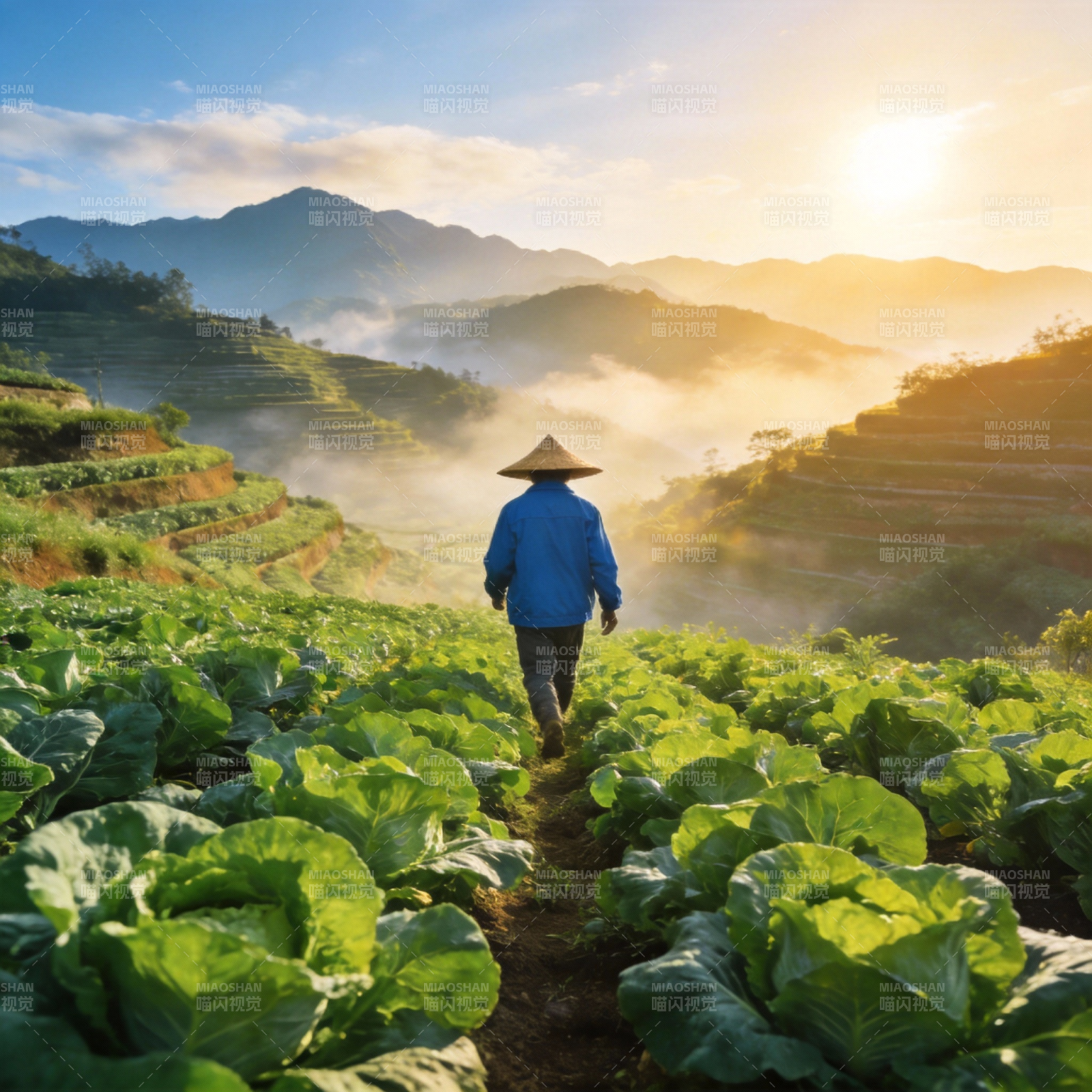 梯田晨光行图片