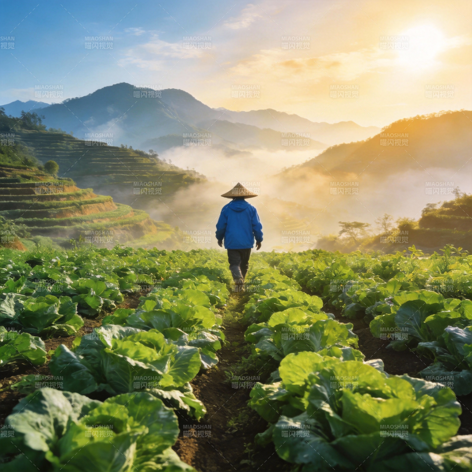 晨雾田园行图片