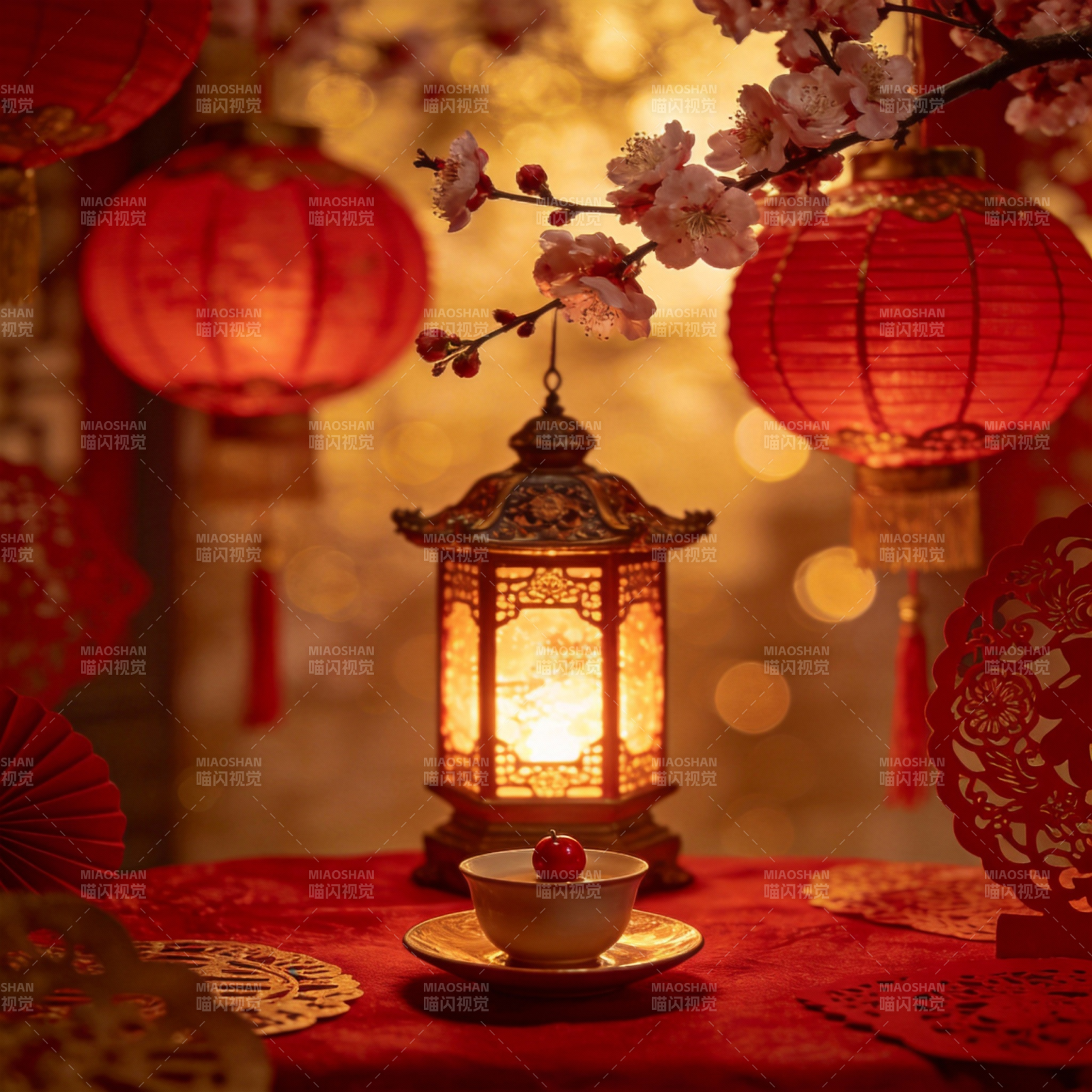 新春喜庆灯影图片