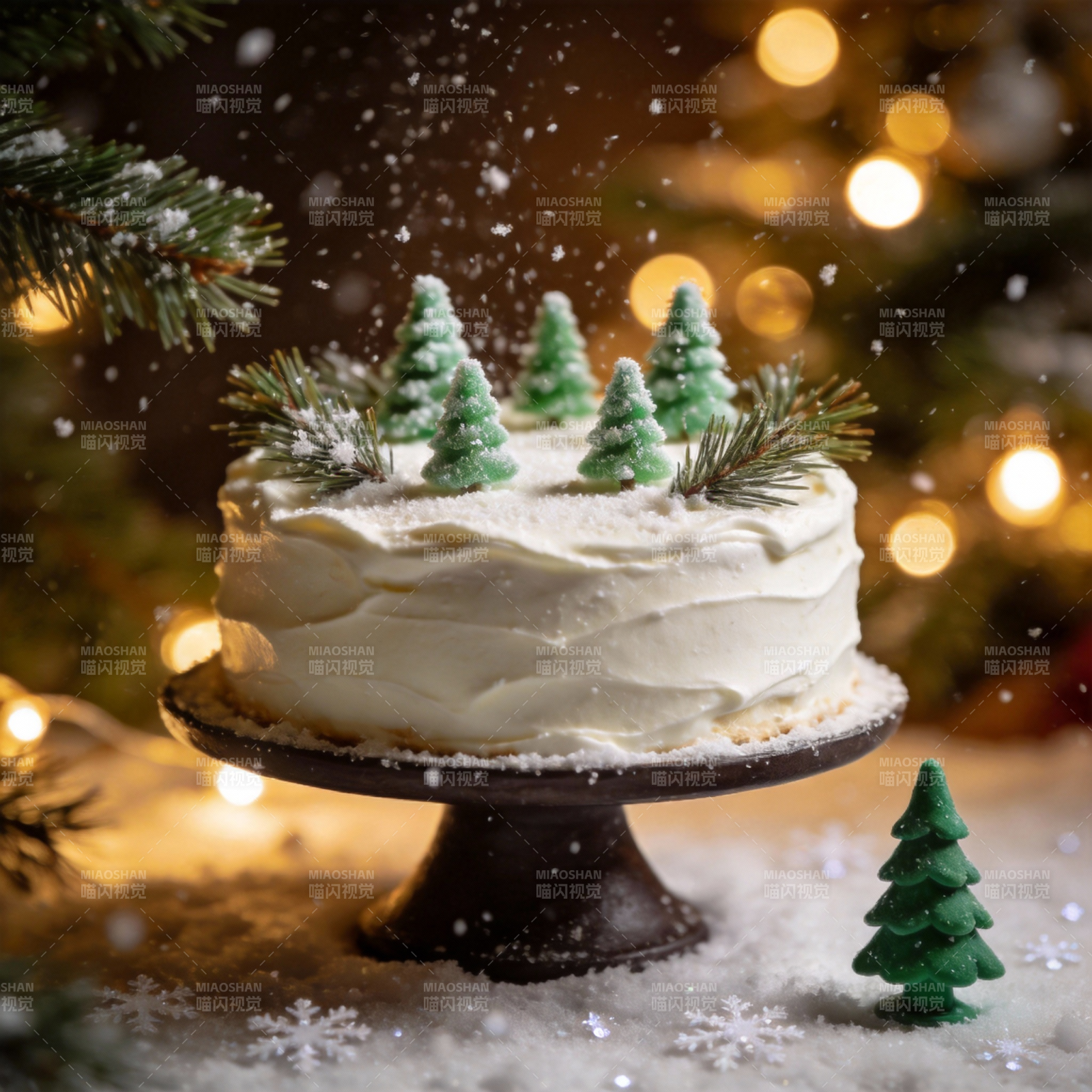 圣诞雪景蛋糕图片