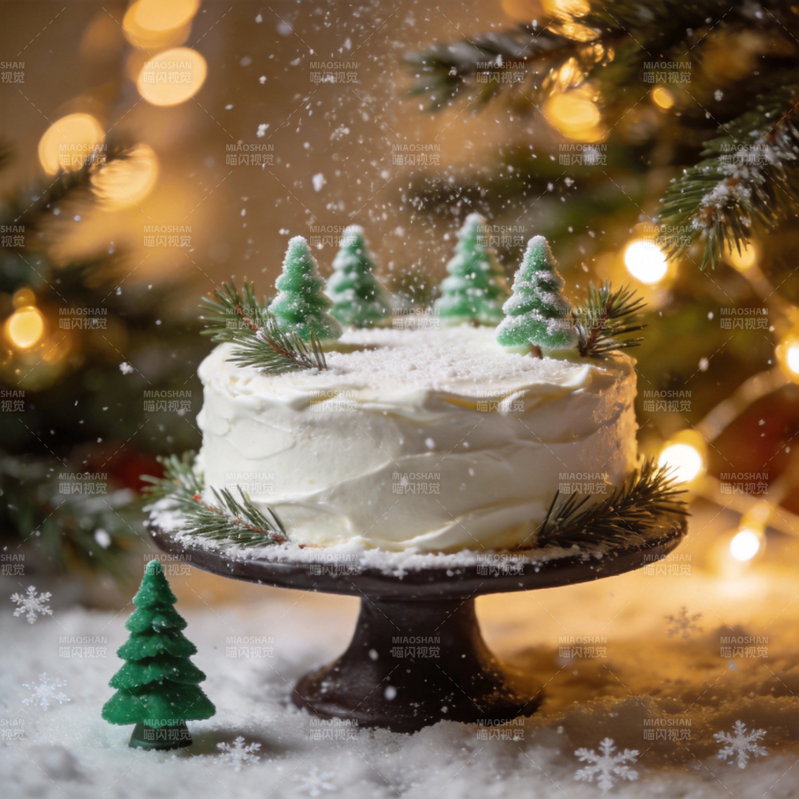 圣诞雪景蛋糕图片