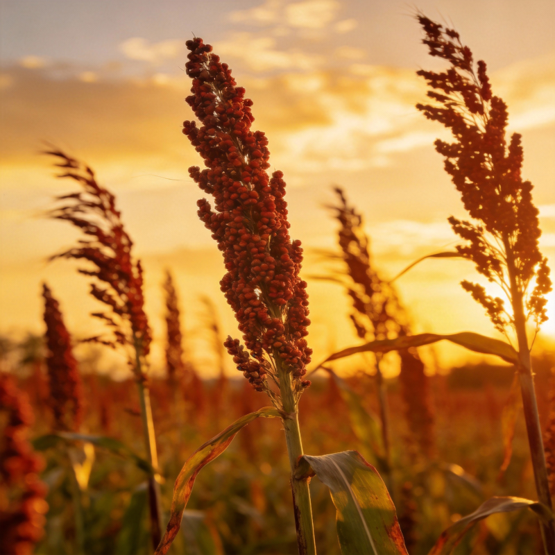 夕阳下的高粱田图片