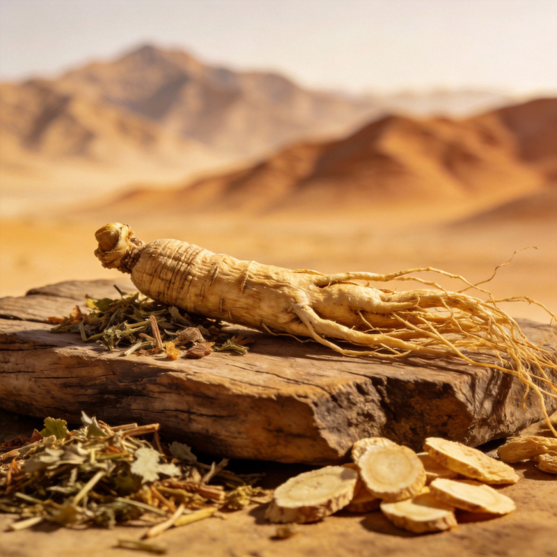 沙漠人参静置石上图片