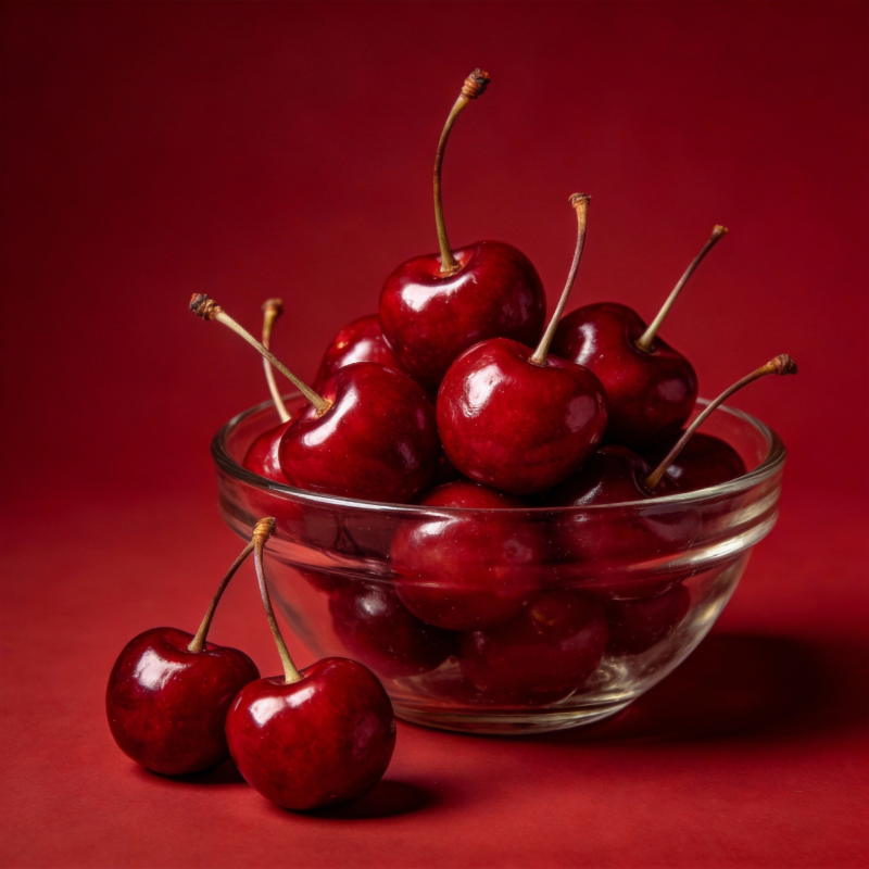 红樱桃盛满玻璃碗图片