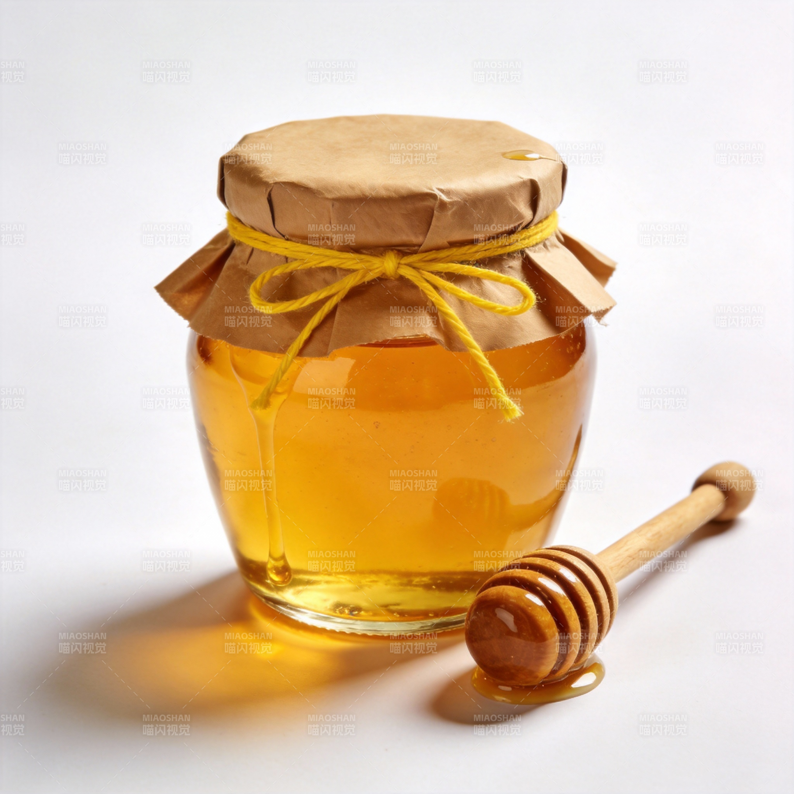 蜂蜜罐与木勺图片