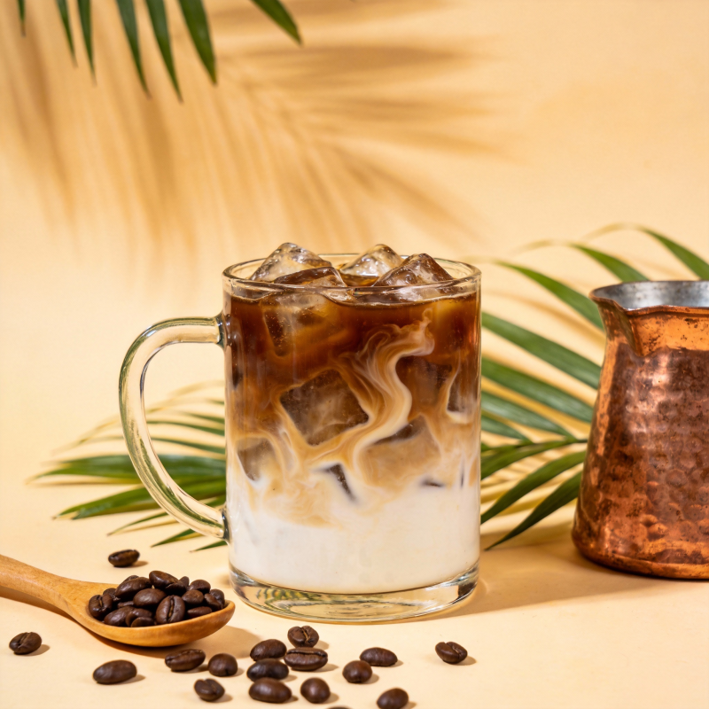 冰咖啡与椰风图片