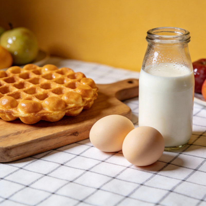 早餐 华夫饼与牛奶图片
