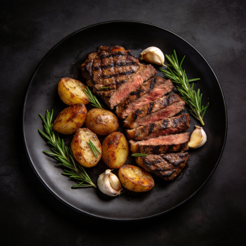 烤牛排配小土豆图片