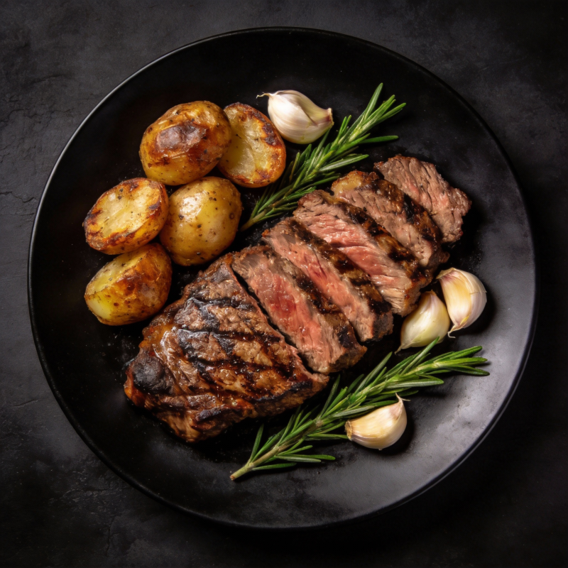 烤牛排配土豆图片