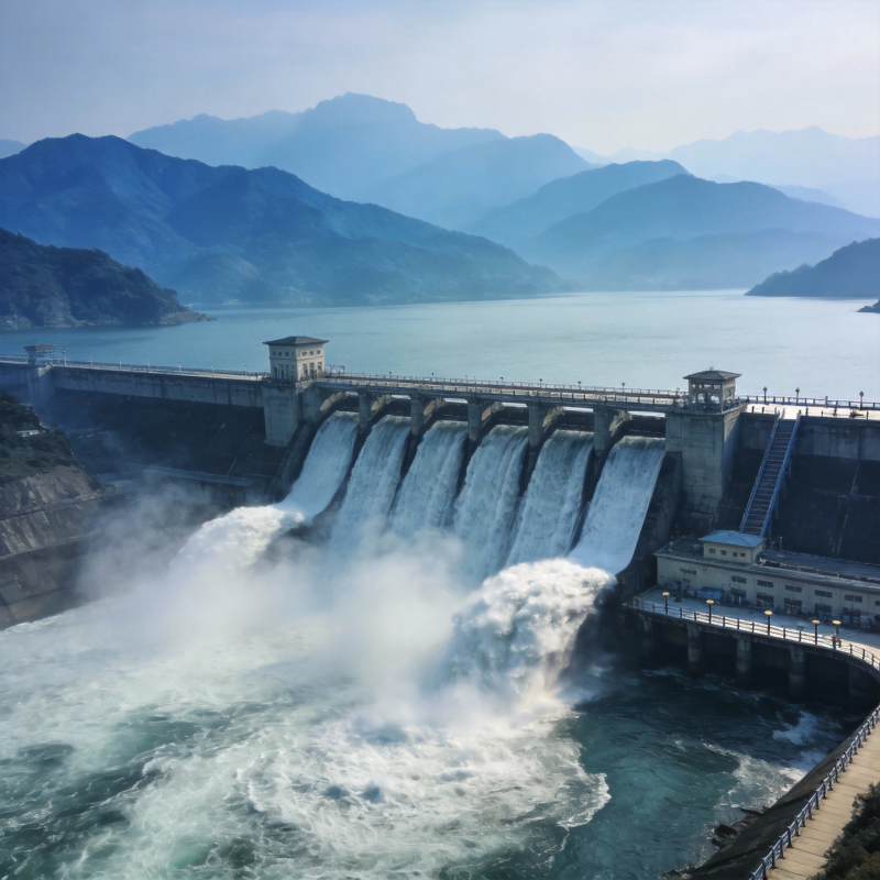 壮丽水坝泄洪图片