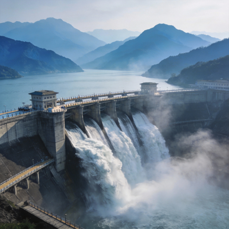 壮观水坝泄洪图片