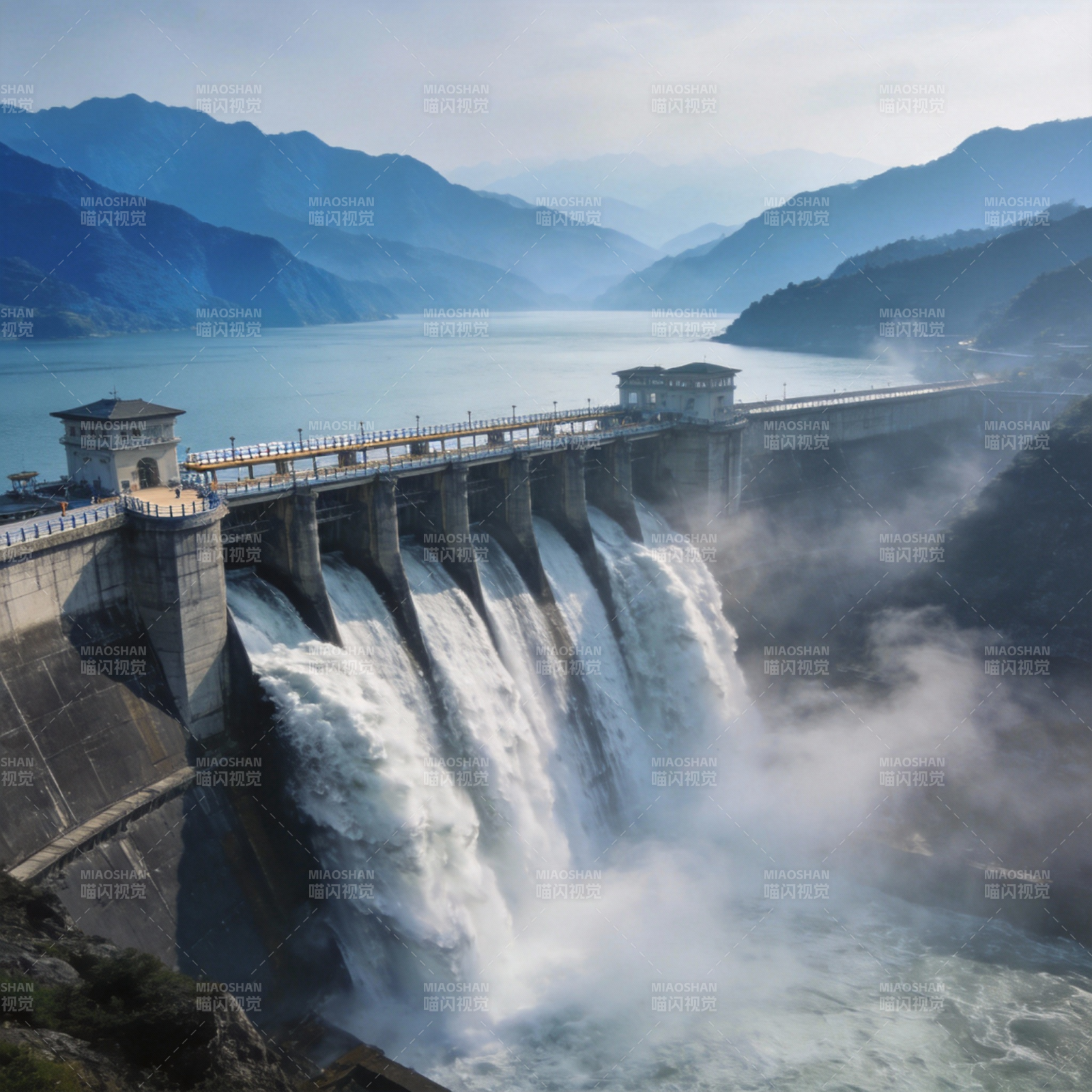 大坝泄洪壮观景象图片