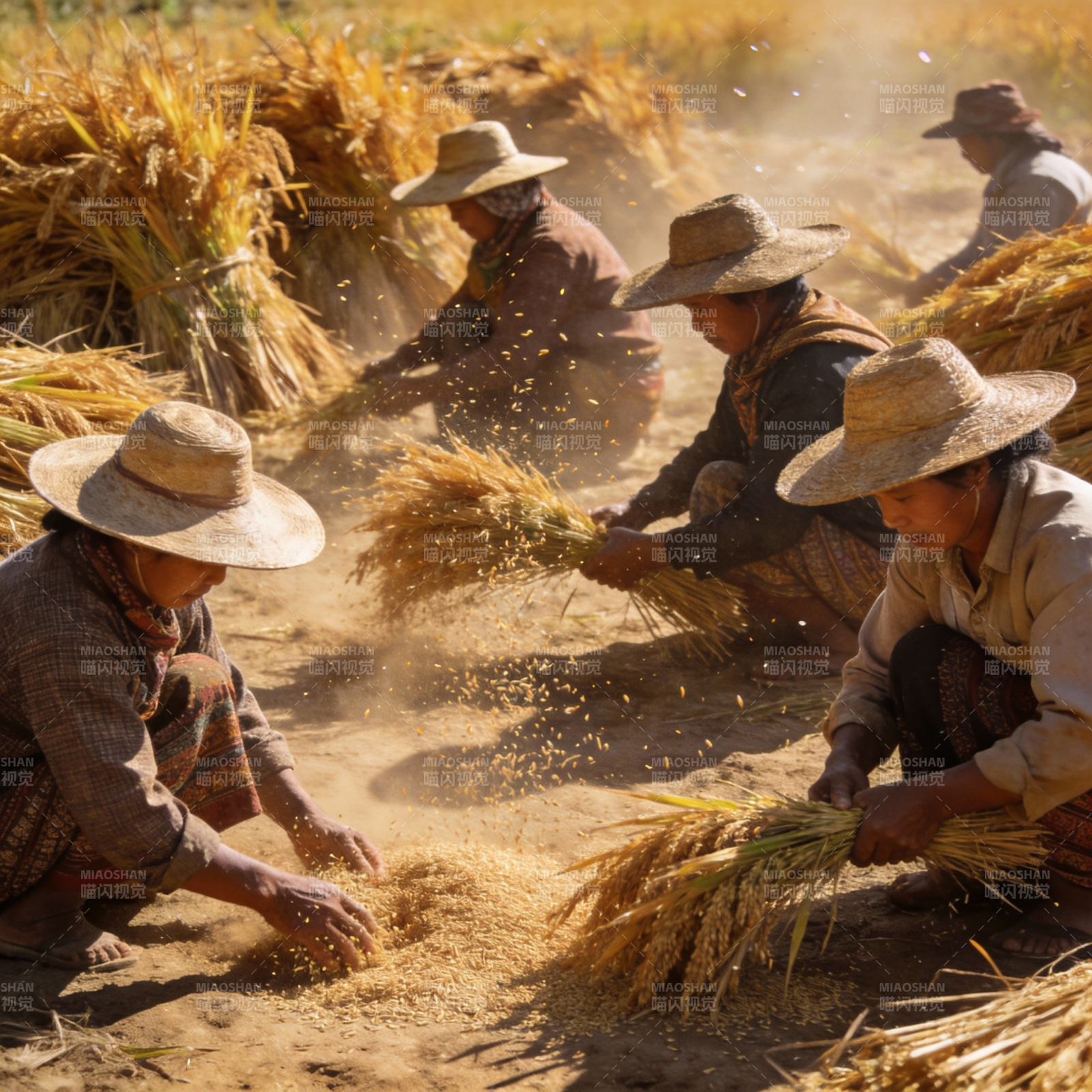稻田里的劳作图片