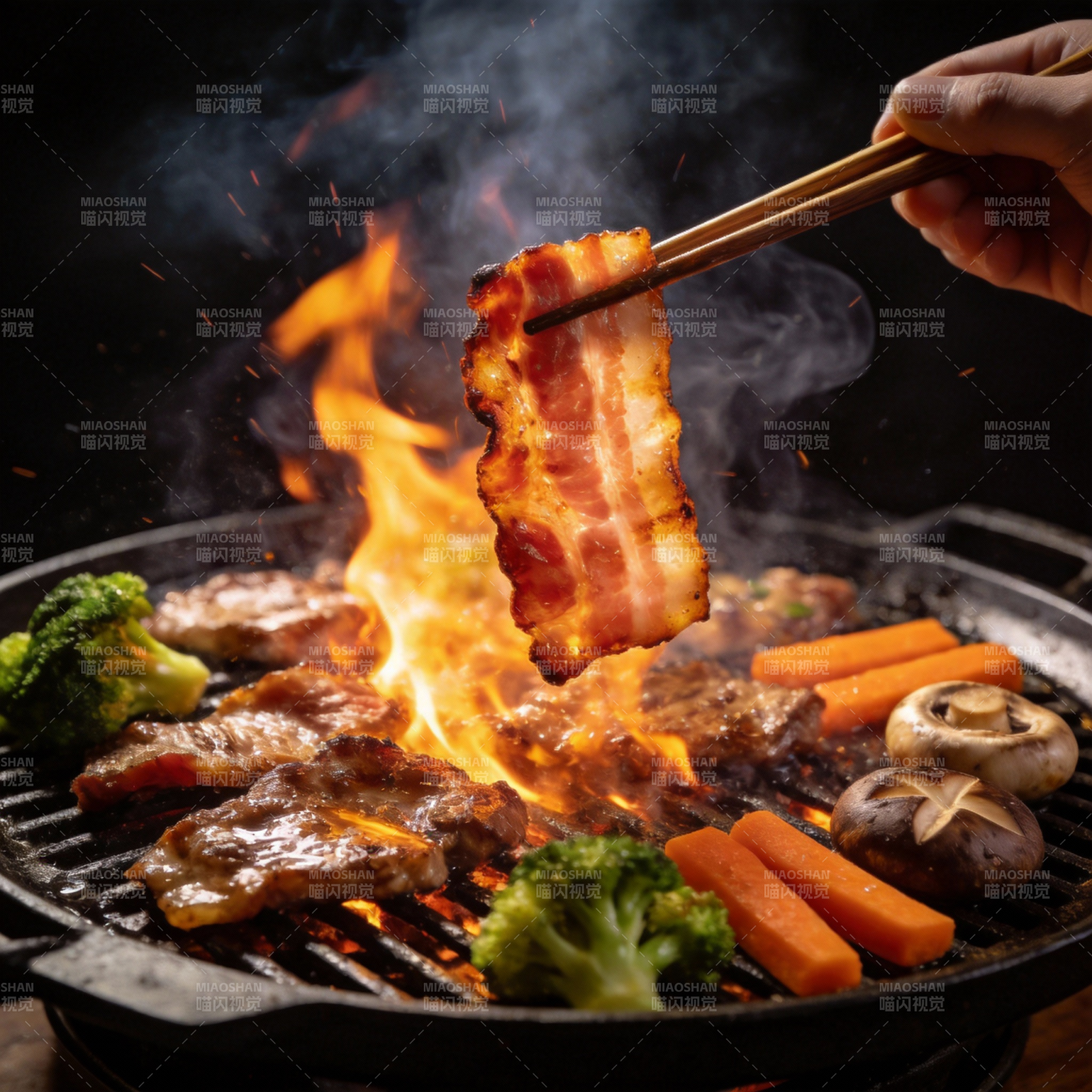 火焰烧烤美味瞬间图片