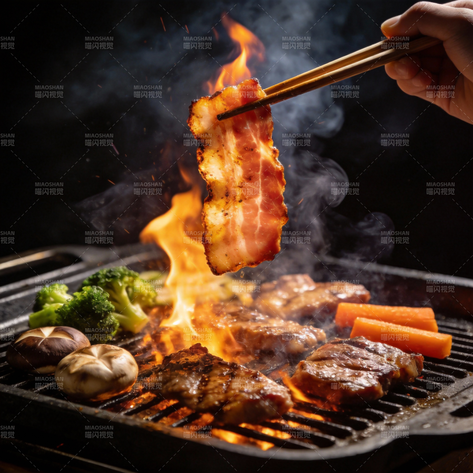 火焰烧烤美味瞬间图片
