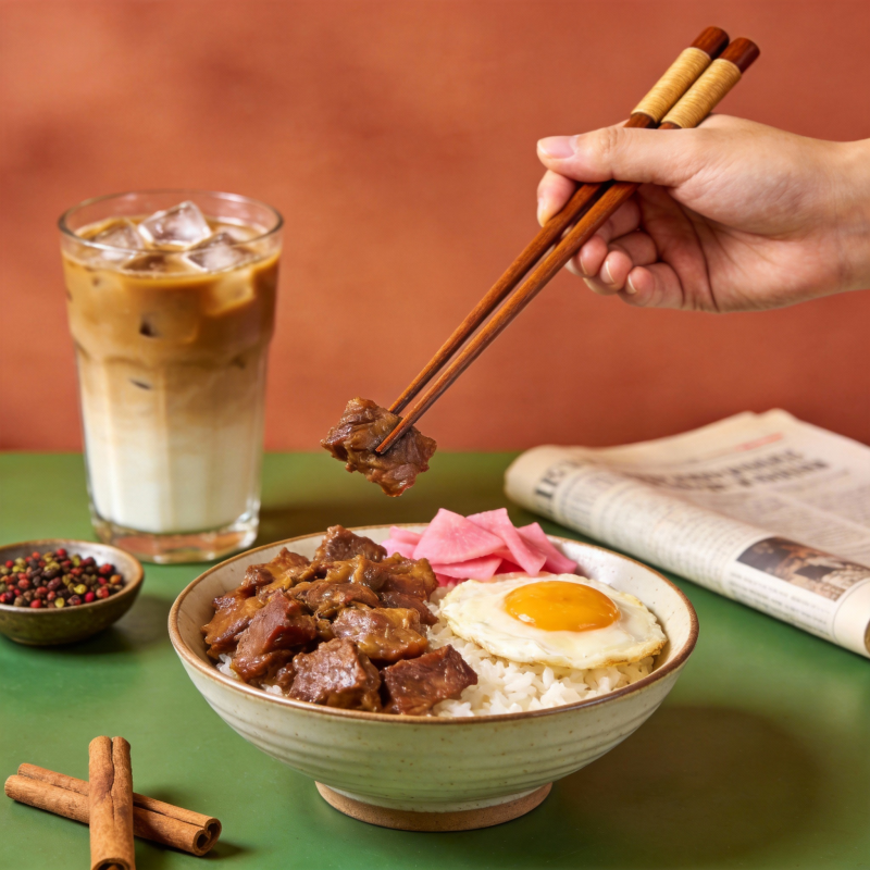 咖喱饭配冰咖啡图片