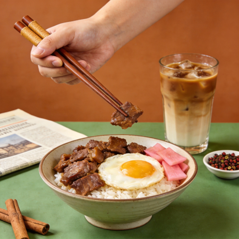 美味牛肉饭配蛋图片