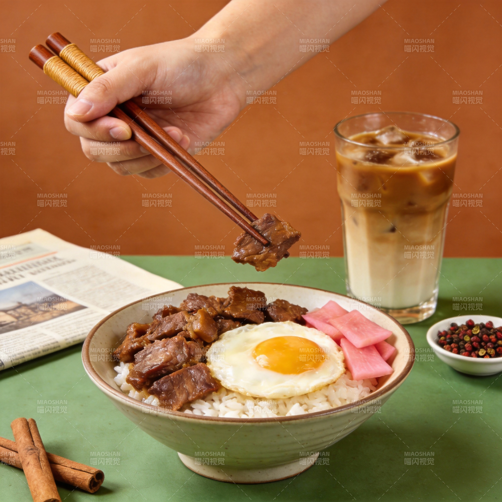 美味牛肉饭配蛋图片