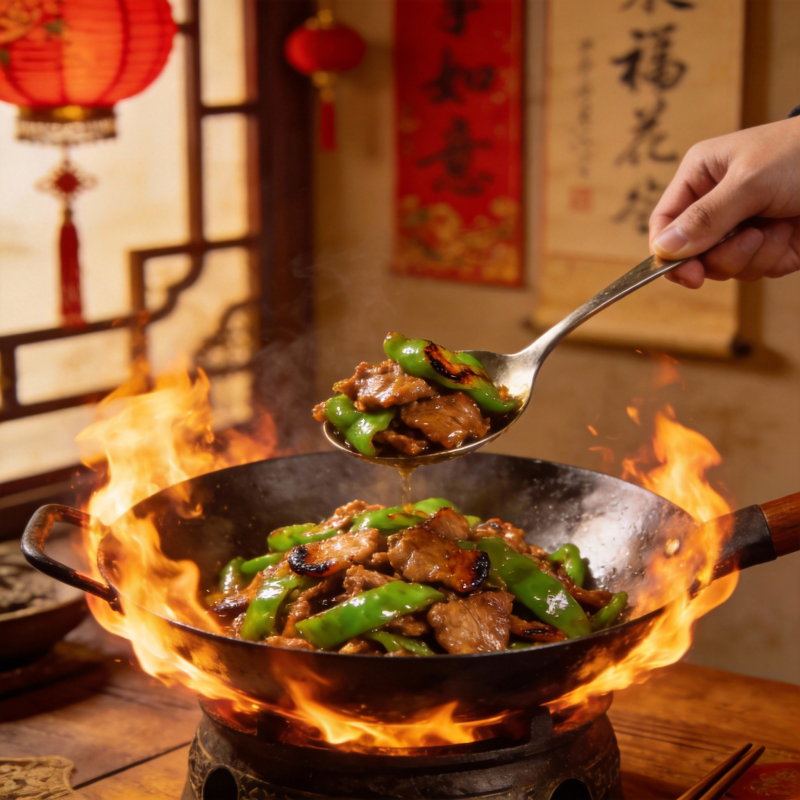 火焰炒肉片图片