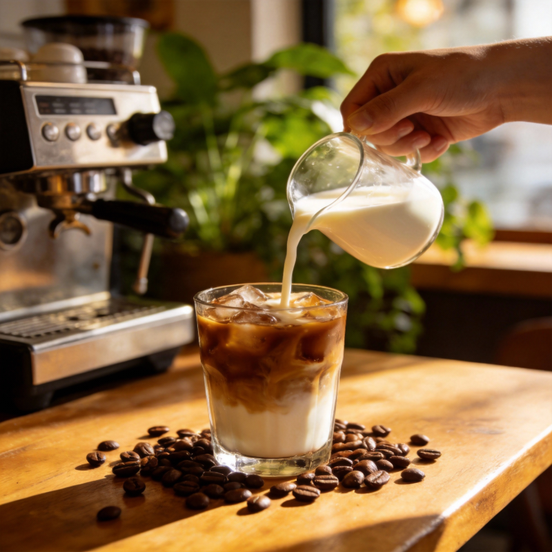 冰咖啡加奶图片