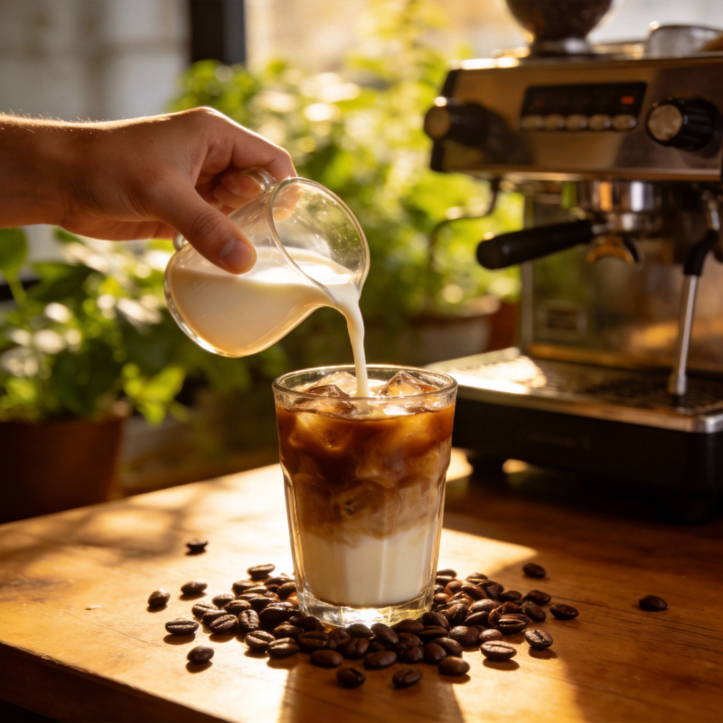 冰咖啡加奶图片