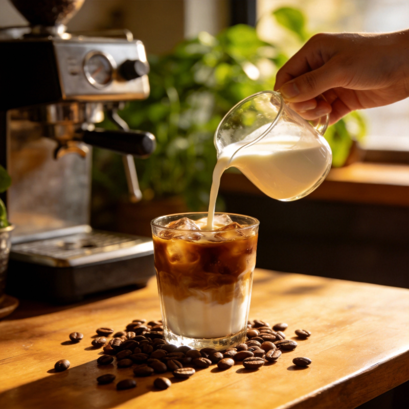 冰咖啡加奶图片