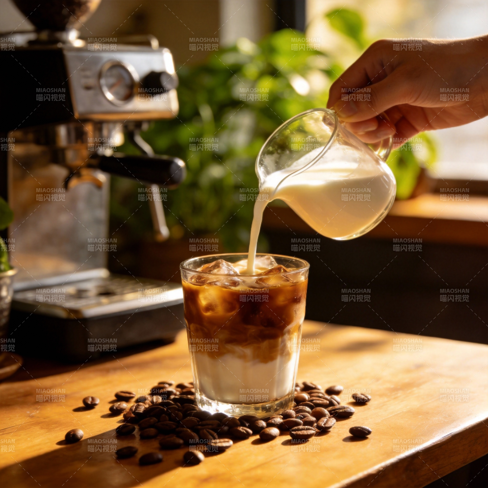 冰咖啡加奶图片