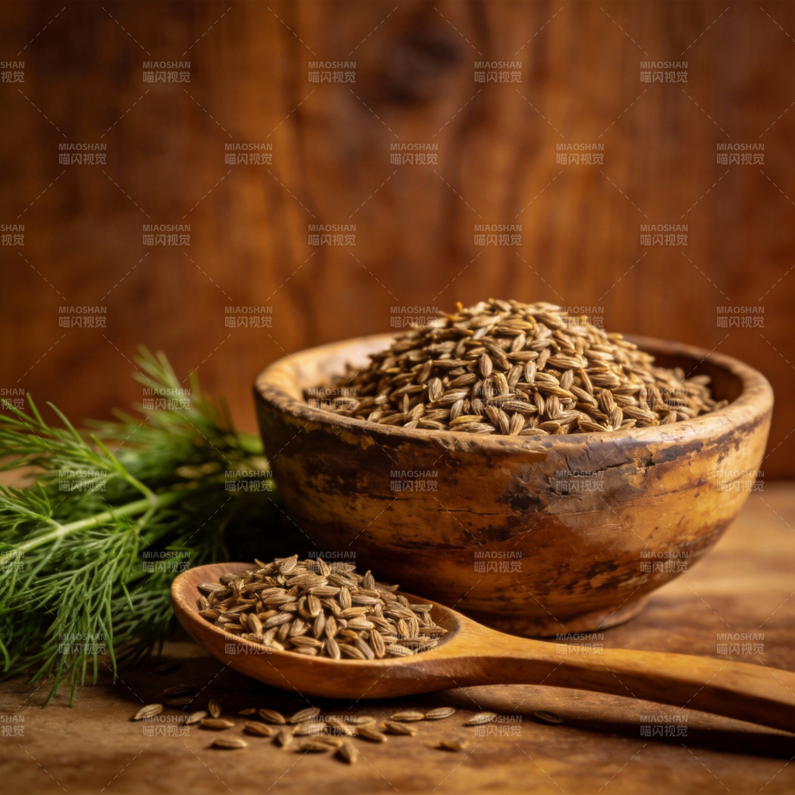 香料与木碗图片