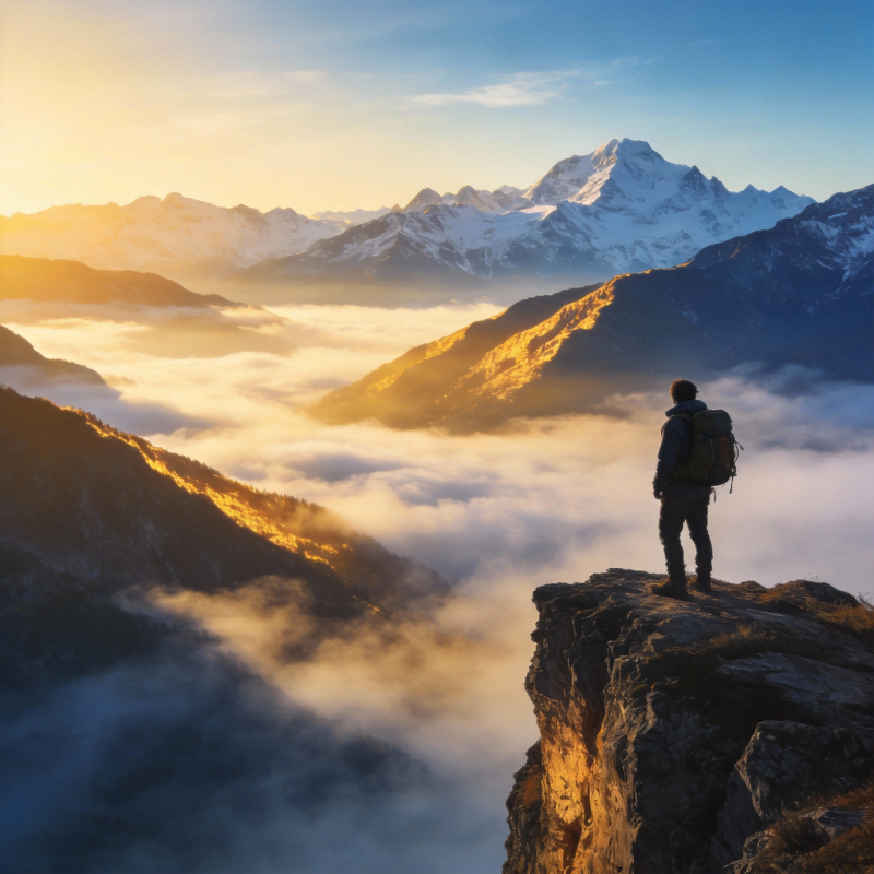 云海之巅 登顶远眺图片