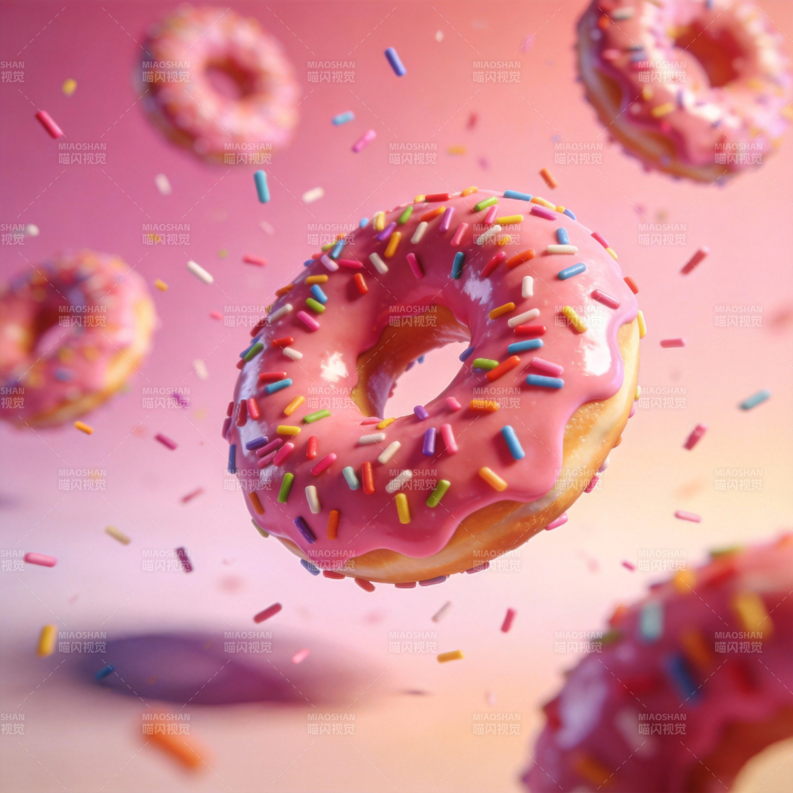 粉色甜甜圈飘浮图片