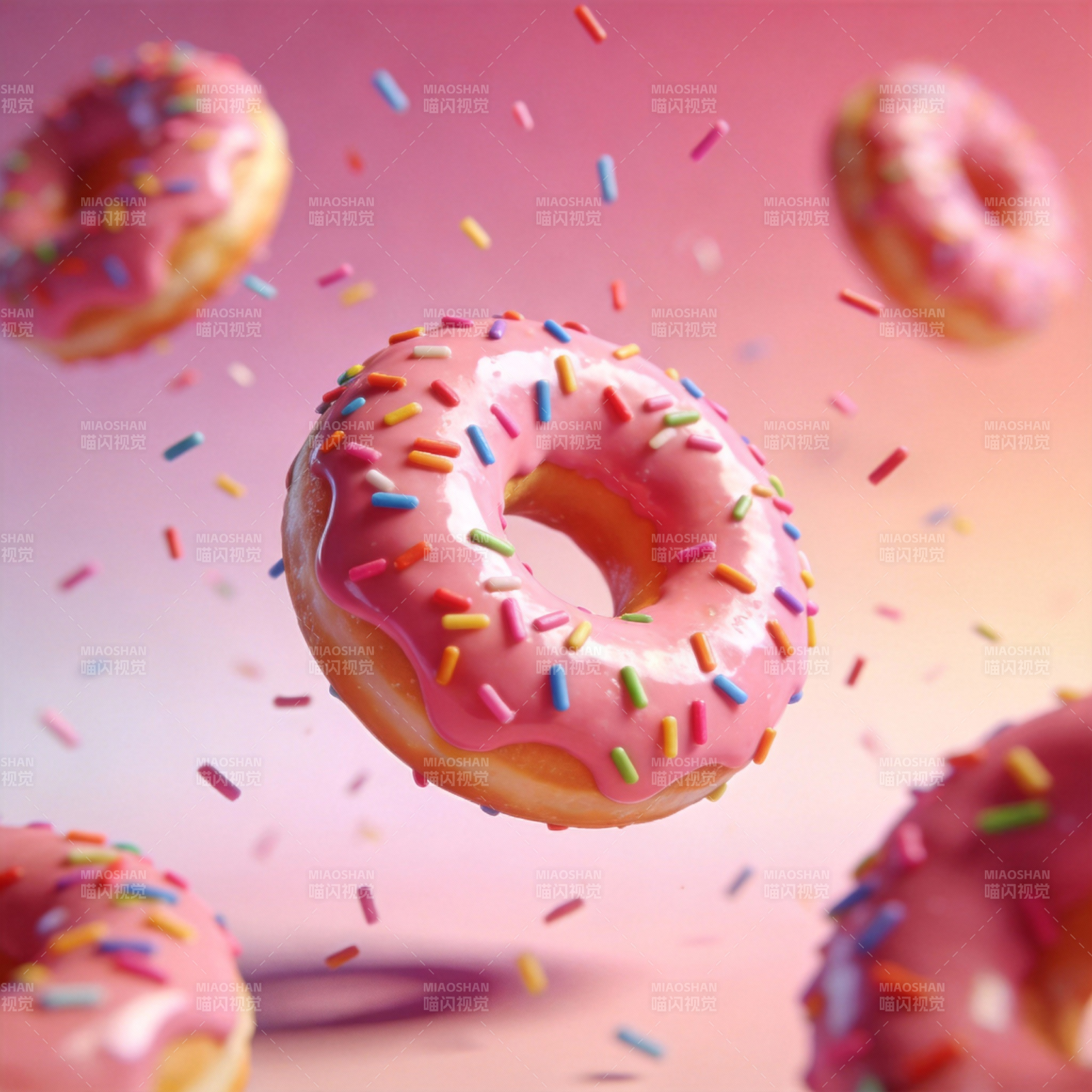 粉色甜甜圈飘浮图片