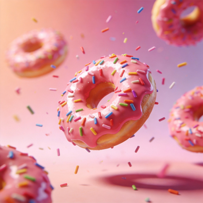 粉色甜甜圈飘浮图片