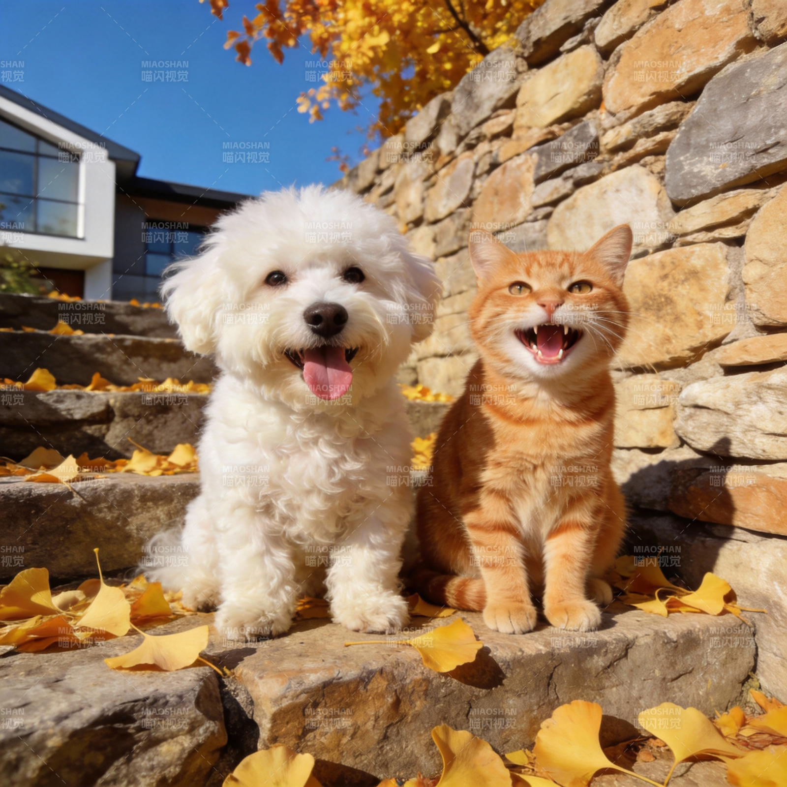 秋日萌宠笑颜图片