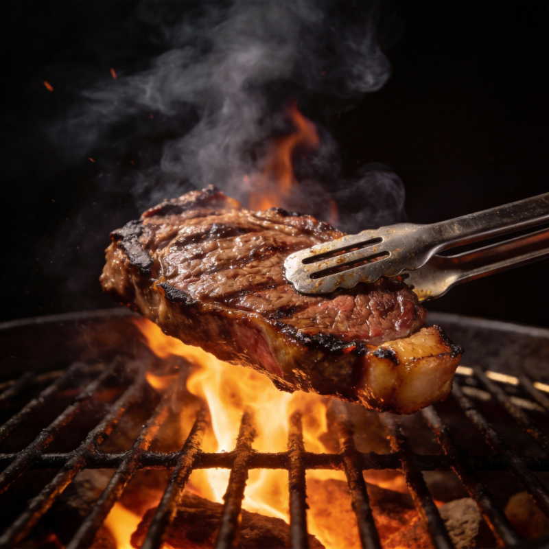 火焰炙烤牛排图片