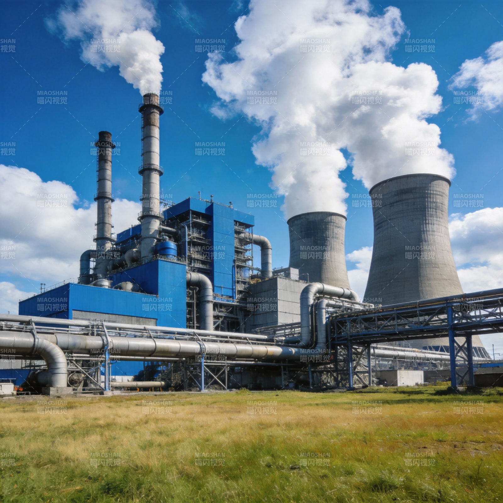 工业电厂烟雾排放图片