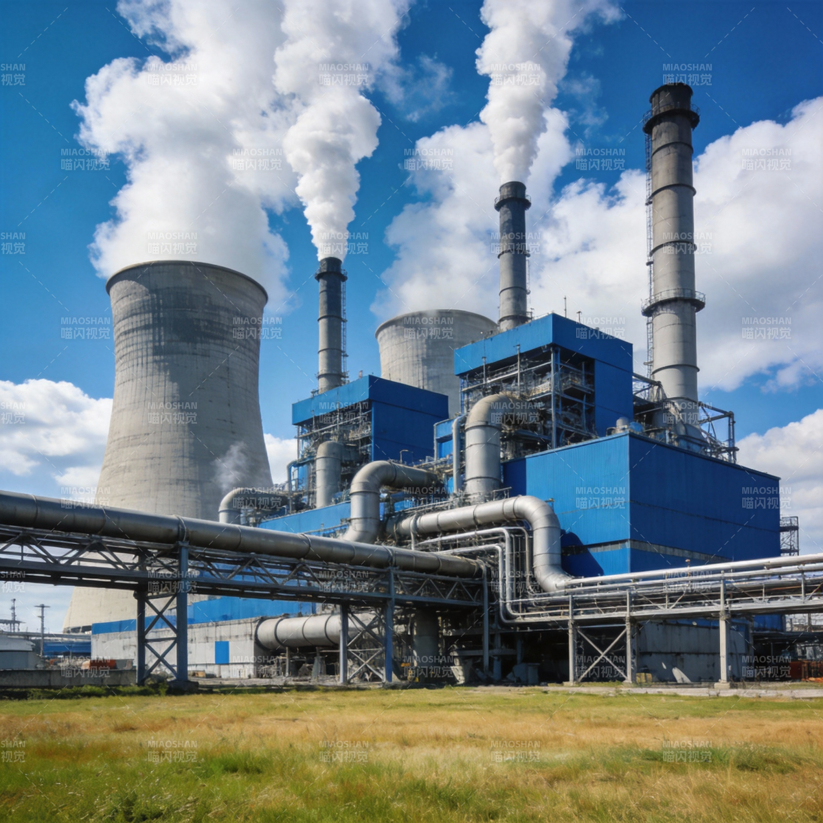 工业电厂排放烟雾图片